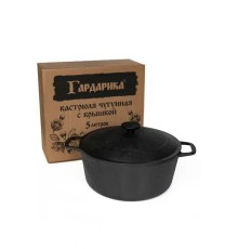 Кастрюля чугунная ГАРДАРИКА 1403-3 3л, 22см, с чугунной крышкой