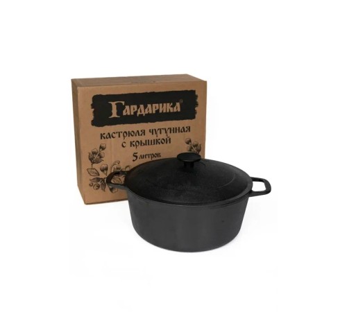 Кастрюля чугунная ГАРДАРИКА 1403-3 3л, 22см, с чугунной крышкой