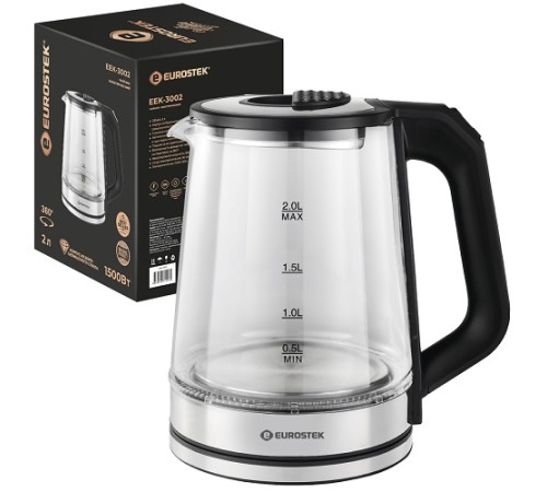Чайник EUROSTEK ЕЕК-3002 1.8л,1,5кВт,стекло