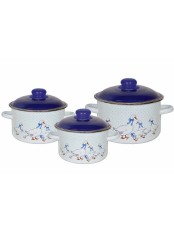 Набор кастрюль эмалированных (2 л, 3 л, 5,5 л) л, Стальэмаль 6KB191M, Гуси, белоснежный