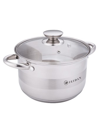 Кастрюля ZEIDAN Z-501075 5,1л, стекл.крыш, нерж.сталь
