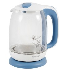 Чайник ENERGY E-281 1.7л, стекло, бело-голубой