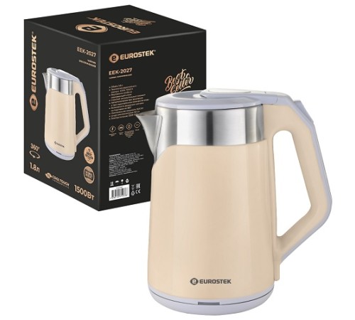 Чайник EUROSTEK ЕЕК-2027 1.8л,1.5кВт, 2-хслойный корпус, бежевый