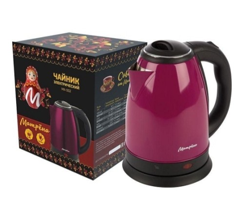 Чайник Матрёна MA-002 бордовый, 1,8л, 1.5кВт, нерж