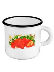 Кружка эмалированная 1 л, Стальэмаль 1с3с, Клубника садовая, белоснежный