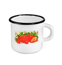 Кружка эмалированная 1 л, Стальэмаль 1с3с, Клубника садовая, белоснежный