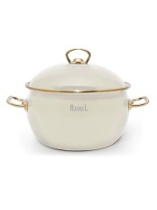 Кастрюля RASHEL PREMIUM R1616 2,2л, эмаль, эмал.крышка, ручки золото, кремовая, индукция