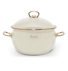 Кастрюля RASHEL PREMIUM R1616 2,2л, эмаль, эмал.крышка, ручки золото, кремовая, индукция