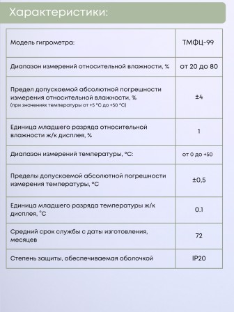 Гигрометр электронный «Фармацевт» ТМФЦ-99 с поверкой