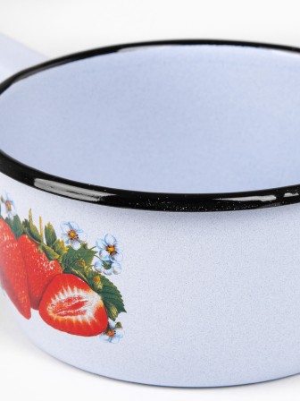 Ковш кухонный эмалированный  1 л, Стальэмаль 1с22с, Клубника садовая серо-голубой