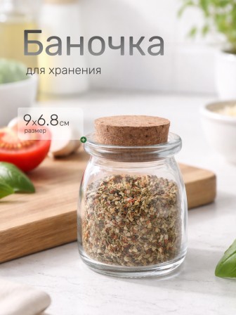 Банка для хранения, 9х6,8см, стекло