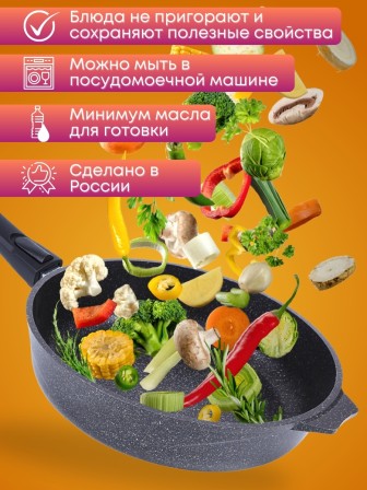 Сковорода ГранитStar InductionPro 28см съем.ручка 028803И