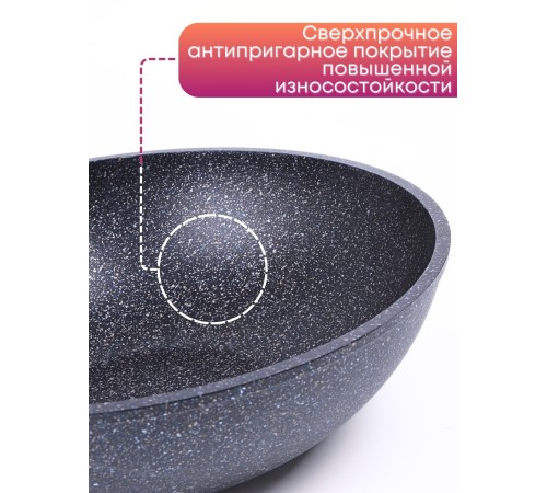 Сковорода-ВОК Гранит star 078803 28см,АП,съем.ручка