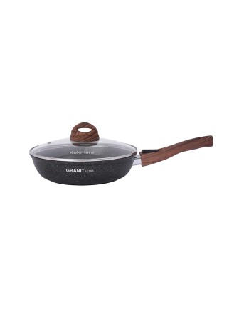 Сковорода со съёмной ручкой,
со стеклянной крышкой Kukmara Granit Ultra сго263а, 26 см, антипригарное покрытие