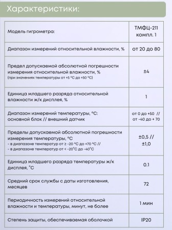 Гигрометр электронный "Фармацевт" ТМФЦ-211 с поверкой (комплектация №1) с дополнительным датчиком