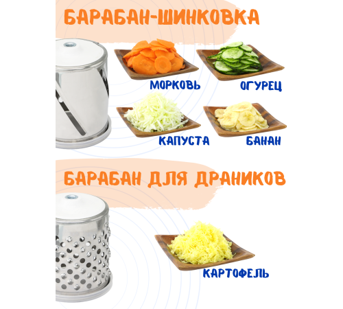 Терка-шинковка Лепсе ТШ-1 для овощей, фруктов, капусты 3 барабана, красная
