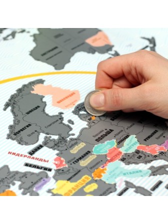 Большая скретч-карта мира True Map Plus Silver