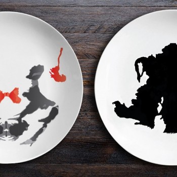Набор керамических тарелок Ужин с Роршахом (Близнецы/Байкер)