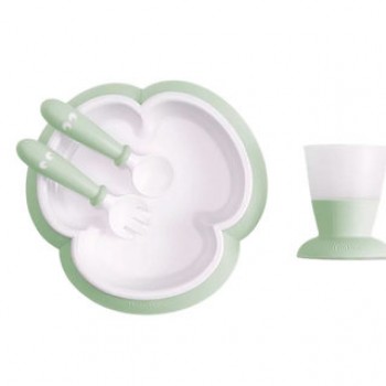 Набор для кормления (тарелка, ложка, вилка, кружка) BabyBjorn [ art. 0781 ], 61/ нежно-зеленый