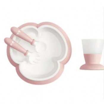 Набор для кормления (тарелка, ложка, вилка, кружка) BabyBjorn [ art. 0781 ], 64/ нежно-розовый