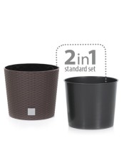 Садовое кашпо для цветов RATO ROUND DRTUS400L-440U венге 2 предмета 35 и 37,65 л