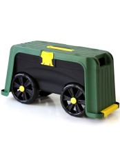 Ящик садовый со скамейкой-перевертышем на колесах 4 в 1 (зеленый/черный)