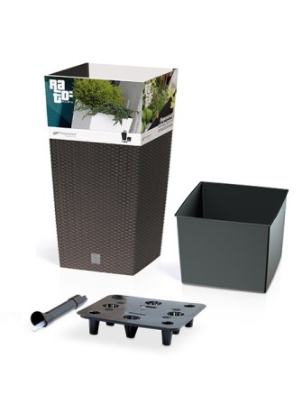Садовое кашпо для цветов с автополивом RATO SQUARE SET DRTS400S-440U венге 2 предмета 91,5 л