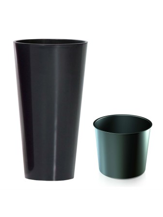 Садовое кашпо для цветов TUBUS SLIM SHINE DTUS400S-S433 антрацит 2 предмета 35 и 64 л