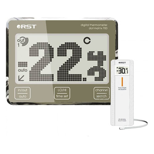 Цифровой термометр RST 02783 с радиодатчиком, точечно-матричный дисплей с анимацией температур.