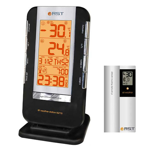 Термометр цифровой RST 02710 с радиодатчиком, часы, прорезиненный корпус, календарь