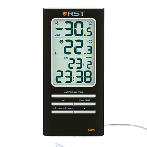 Цифровой термометр RST 02309 дом/улица, часы , черный корпус