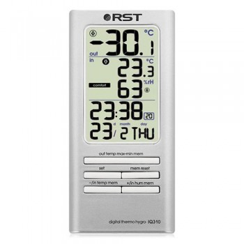Цифровой термометр-гигрометр RST 02310 дом/улица, часы, серебрянный корпус