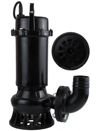 Насос фекальный (крыльчатка) LEO 50WQD10-10-0.75 (1100Вт, 26м3/ч, H-19м, d патрубка 50мм, примеси до 20%, до 15мм)