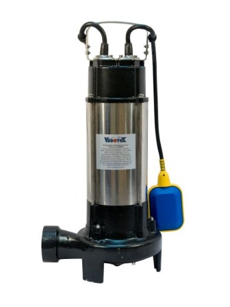 Насос фекальный (изм.нож) Vodotok V1500DF, (1500Вт, 250л/мин, H-14,5м, d вых.отв.50мм, кабель 6м).