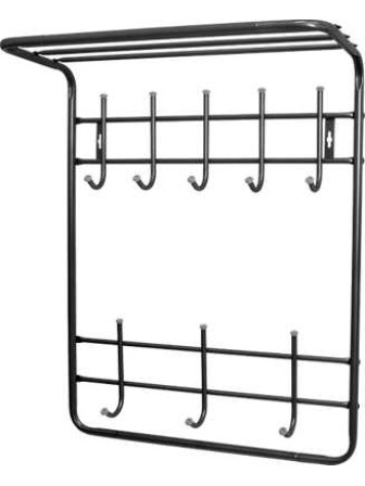 Вешалка настенная в прихожую с полкой Ника ВПТ8, цвет черный