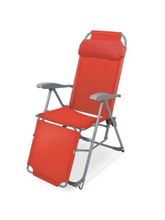 Шезлонг для дачи, кресло складное Ника К3 цвет гранатовый, с подножкой и подголовником