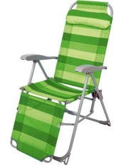 Шезлонг для дачи, кресло складное Ника К3 цвет зеленый, с подножкой и подголовником