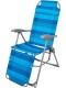 Шезлонг кресло складное для отдыха Ника К3 цвет синий, с подножкой и подголовником