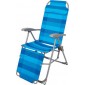 Шезлонг кресло складное для отдыха Ника К3 цвет синий, с подножкой и подголовником
