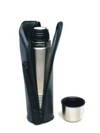 Термос для чая 1 литр Penguin ВК-25А с кнопкой, чехол из экокожи