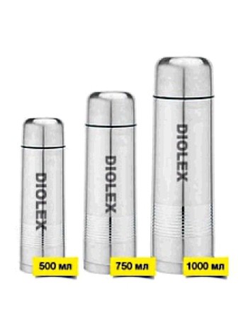 Термос для чая 0,75 л с кнопкой DIOLEX DXW-750-1 ребристая поверхность