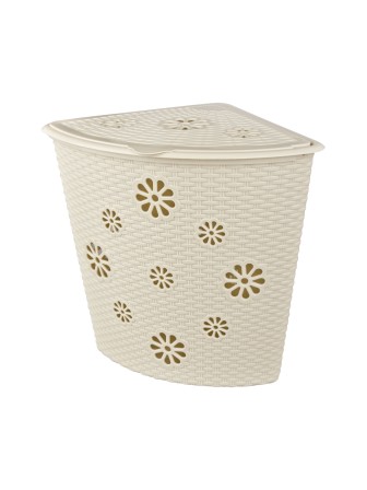 Корзина для белья Плетенка М2029, угловая, 45 л, слоновая кость