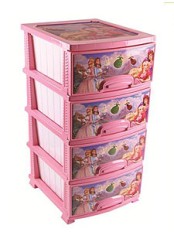 Комод детский пластиковый с четырьмя ящиками РП-421 ДЕКОР Принцесса розовый