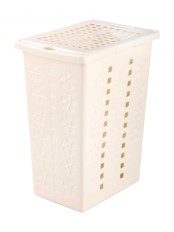 Корзина для белья Виолетта М6344, узкая, 30 л, слоновая кость