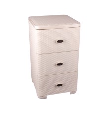Комод пластиковый Плетенка М2429, 3 ящика, слоновая кость