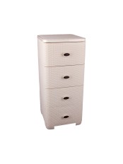 Комод пластиковый Плетенка М2430, 4 ящика, слоновая кость