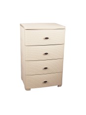 Комод пластиковый Плетенка М4059, 4 ящика, слоновая кость