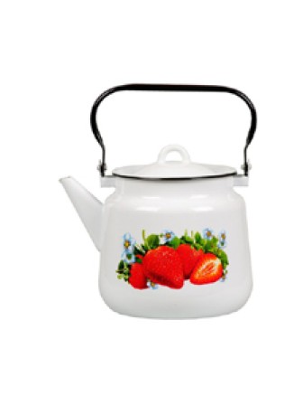 Чайник эмалированный  3,5 л, Стальэмаль 1с26я, Вологодский сувенир синий, черный