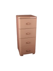 Комод пластиковый Плетенка М2434, 4 ящика, цвет какао