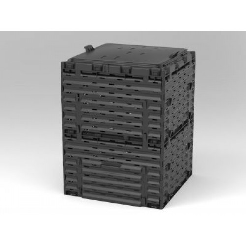 Ящик для компоста (компостер садовый) 300л Piteco с крышкой K1130 чёрный